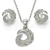 Rhodium Plated Earring and Pendant Adult Set, with White Crystal, Polished, Rhodium Finish, 10.160.0036.1