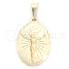 Oro Laminado Religious Pendant, Gold Filled Style Jesus Design, Polished, Golden Finish, 05.58.0013