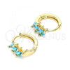 Oro Laminado Huggie Hoop, Gold Filled Style with Aqua Blue Cubic Zirconia, Polished, Golden Finish, 02.210.0642.2.12