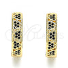 Oro Laminado Huggie Hoop, Gold Filled Style Heart Design, with Black Micro Pave, Polished, Golden Finish, 02.210.0518.3.20