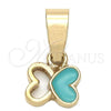 Oro Laminado Fancy Pendant, Gold Filled Style Butterfly Design, Blue Enamel Finish, Golden Finish, 05.163.0063.5