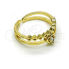 Oro Laminado Multi Stone Ring, Gold Filled Style Heart Design, with White Cubic Zirconia, Polished, Golden Finish, 01.284.0084