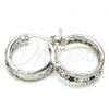 Rhodium Plated Small Hoop, with Black and White Cubic Zirconia, Polished, Rhodium Finish, 02.210.0279.8.20