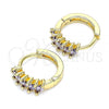 Oro Laminado Huggie Hoop, Gold Filled Style with Amethyst Cubic Zirconia, Polished, Golden Finish, 02.210.0650.3.15