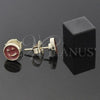 Oro Laminado Stud Earring, Gold Filled Style Smile Design, Red Enamel Finish, Golden Finish, 02.64.0314 *PROMO*