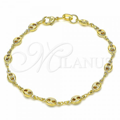 Oro Laminado Basic Bracelet, Gold Filled Style Mariner Design, Polished, Golden Finish, 04.09.0185.06