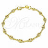 Oro Laminado Basic Bracelet, Gold Filled Style Puff Mariner Design, Polished, Golden Finish, 04.09.0185.06