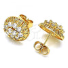 Oro Laminado Stud Earring, Gold Filled Style with White Cubic Zirconia, Polished, Golden Finish, 02.387.0091