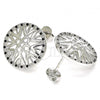 Rhodium Plated Stud Earring, with Black and White Micro Pave, Polished, Rhodium Finish, 02.233.0018.4