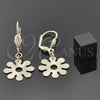 Oro Laminado Dangle Earring, Gold Filled Style Flower Design, Golden Finish, 02.64.0113