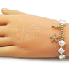 Oro Laminado Fancy Bracelet, Gold Filled Style Star Design, with Ivory Pearl, Polished, Golden Finish, 03.341.0256.07