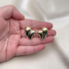 Oro Laminado Stud Earring, Gold Filled Style Chunky and Hollow Design, Polished, Golden Finish, 02.163.0309