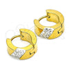 Stainless Steel Huggie Hoop, with White Crystal, Polished, Golden Finish, 02.230.0045.3.12