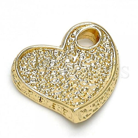 Oro Laminado Fancy Pendant, Gold Filled Style Heart Design, Diamond Cutting Finish, Golden Finish, 5.179.026