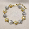 Oro Laminado Tennis Bracelet, Gold Filled Style Shell and Ball Design, with Ivory Pearl, Polished, Two Tone, 03.341.0246.07