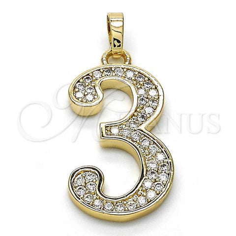 Oro Laminado Fancy Pendant, Gold Filled Style with White Cubic Zirconia, Polished, Golden Finish, 05.185.0023