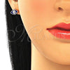 Sterling Silver Stud Earring, Evil Eye Design, Blue Enamel Finish, Rose Gold Finish, 02.336.0055.1