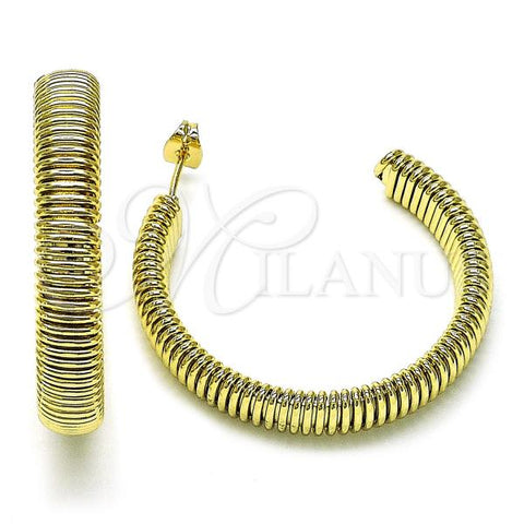 Oro Laminado Medium Hoop, Gold Filled Style Chunky Design, Polished, Golden Finish, 02.213.0689.40