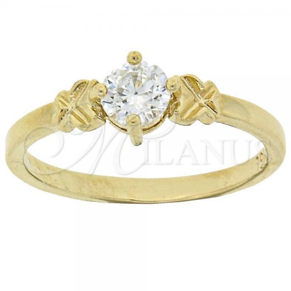 Oro Laminado Multi Stone Ring, Gold Filled Style Solitaire Design, with White Cubic Zirconia, Diamond Cutting Finish, Golden Finish, 5.166.031.08 (Size 8)