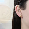 Oro Laminado Stud Earring, Gold Filled Style with White Cubic Zirconia, Polished, Golden Finish, 02.344.0010.1