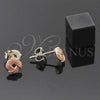 Oro Laminado Stud Earring, Gold Filled Style Love Knot Design, Orange Enamel Finish, Golden Finish, 5.126.052 *PROMO*