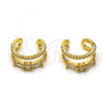 Oro Laminado Earcuff Earring, Gold Filled Style with White Cubic Zirconia, Polished, Golden Finish, 02.210.0692