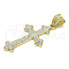 Oro Laminado Religious Pendant, Gold Filled Style Cross Design, Matte Finish, Golden Finish, 05.100.0005