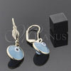 Oro Laminado Dangle Earring, Gold Filled Style Evil Eye Design, Blue Resin Finish, Golden Finish, 5.039.009