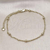 Oro Laminado Basic Anklet, Gold Filled Style Singapore and Ball Design, Polished, Golden Finish, 04.213.0316.09