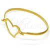 Stainless Steel Individual Bangle, Heart Design, Polished, Golden Finish, 07.110.0009.05 (04 MM Thickness, Size 5 - 2.50 Diameter)