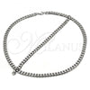 Stainless Steel Necklace and Bracelet, Concave Cuban Design, Polished,, 06.278.0015