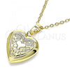 Oro Laminado Locket Pendant, Gold Filled Style Heart Design, Polished, Golden Finish, 05.117.0021