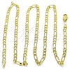 Oro Laminado Basic Necklace, Gold Filled Style Figaro Design, Polished, Golden Finish, 5.222.017.24