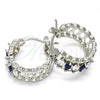 Rhodium Plated Small Hoop, with Sapphire Blue and White Cubic Zirconia, Polished, Rhodium Finish, 02.210.0299.7.20