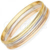 Oro Laminado Trio Bangle, Gold Filled Style Polished, Tricolor, 5.233.010 (04 MM Thickness, Size 5 - 2.50 Diameter)