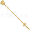 Oro Laminado Medium Rosary, Gold Filled Style Guadalupe and Crucifix Design, Polished, Golden Finish, 5.204.001.28