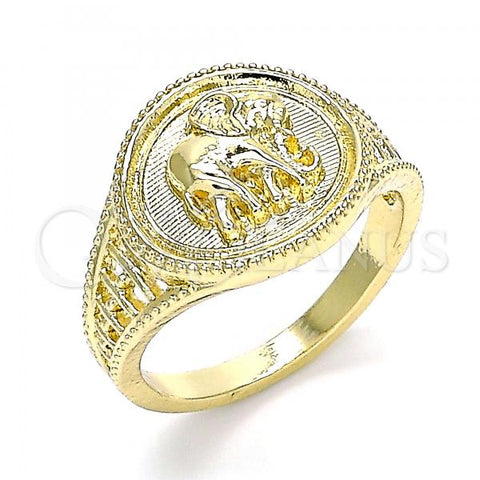 Oro Laminado Elegant Ring, Gold Filled Style Elephant Design, Polished, Golden Finish, 01.351.0010.09 (Size 9)