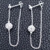 Sterling Silver Long Earring, Heart Design, with White Crystal, Polished, Silver Finish, 02.399.0045