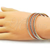 Oro Laminado Trio Bangle, Gold Filled Style Diamond Cutting Finish, Tricolor, 07.170.0062