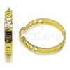 Oro Laminado Medium Hoop, Gold Filled Style Miami Cuban and Love Design, Polished, Golden Finish, 02.170.0514.40