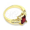Oro Laminado Multi Stone Ring, Gold Filled Style with Garnet and White Cubic Zirconia, Polished, Golden Finish, 01.221.0014.2.09