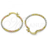Oro Laminado Medium Hoop, Gold Filled Style Diamond Cutting Finish, Tricolor, 02.168.0037.1.30