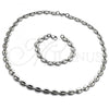Stainless Steel Necklace and Bracelet, Puff Mariner Design, Polished,, 06.278.0006