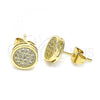 Oro Laminado Stud Earring, Gold Filled Style with White Micro Pave, Polished, Golden Finish, 02.344.0124
