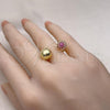 Oro Laminado Multi Stone Ring, Gold Filled Style Ball Design, with Ruby Micro Pave, Polished, Golden Finish, 01.341.0131.1