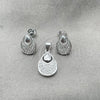 Sterling Silver Earring and Pendant Adult Set, Teardrop Design, Polished, Silver Finish, 10.398.0025