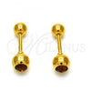 Stainless Steel Stud Earring, with Brown Crystal, Polished, Golden Finish, 02.271.0017.9