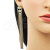 Oro Laminado Long Earring, Gold Filled Style Baguette Design, with White Cubic Zirconia, Polished, Golden Finish, 02.268.0118