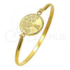 Stainless Steel Individual Bangle, Tree Design, Polished, Golden Finish, 07.110.0014.05 (04 MM Thickness, Size 5 - 2.50 Diameter)