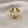 Oro Laminado Multi Stone Ring, Gold Filled Style Evil Eye Design, with Turquoise and White Micro Pave, Polished, Golden Finish, 01.341.0103